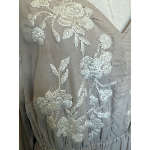 Lucky Brand Romantic Boho Cottagecore Embroidered Dress Size L Prairie Ruffle - Picture 6 of 12